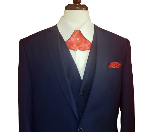 Red Satin Continental Tie and Pocket Square Set - Image 3