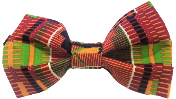 Orange, Green, Black Kente Bow Tie - Image 2