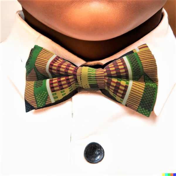 Dark Yellow, Green Kente Bow Tie - Image 2